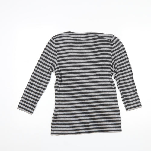 Phase Eight Women's Grey Striped Cowl Neck Jersey Top Size 12