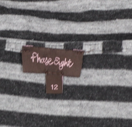 Phase Eight Women's Grey Striped Cowl Neck Jersey Top Size 12