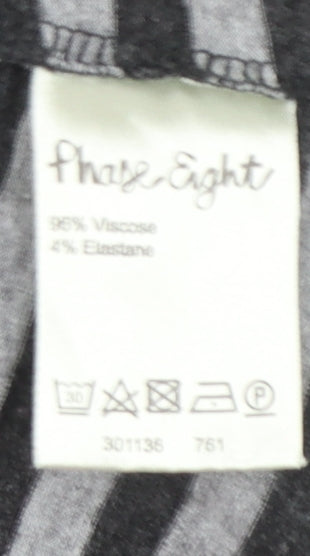 Phase Eight Women's Grey Striped Cowl Neck Jersey Top Size 12