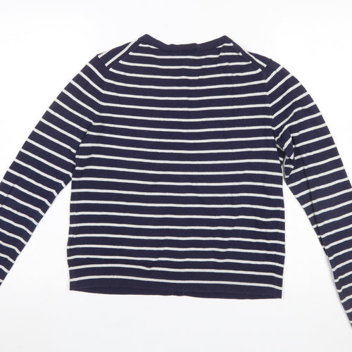 Gap Women's Blue Striped Cotton Silk Blend Button Cardigan M