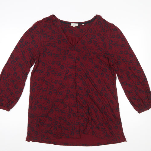 FatFace Womens Red Animal Print Viscose Tunic Blouse UK 12