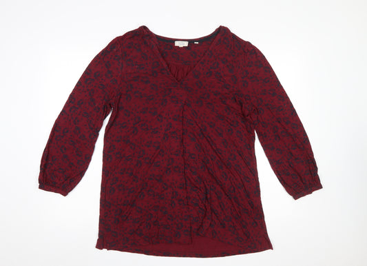 FatFace Womens Red Animal Print Viscose Tunic Blouse UK 12