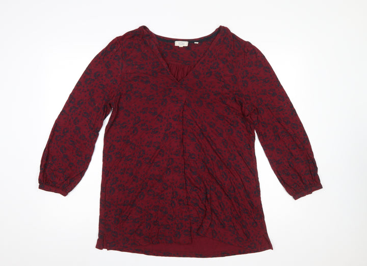 FatFace Womens Red Animal Print Viscose Tunic Blouse UK 12