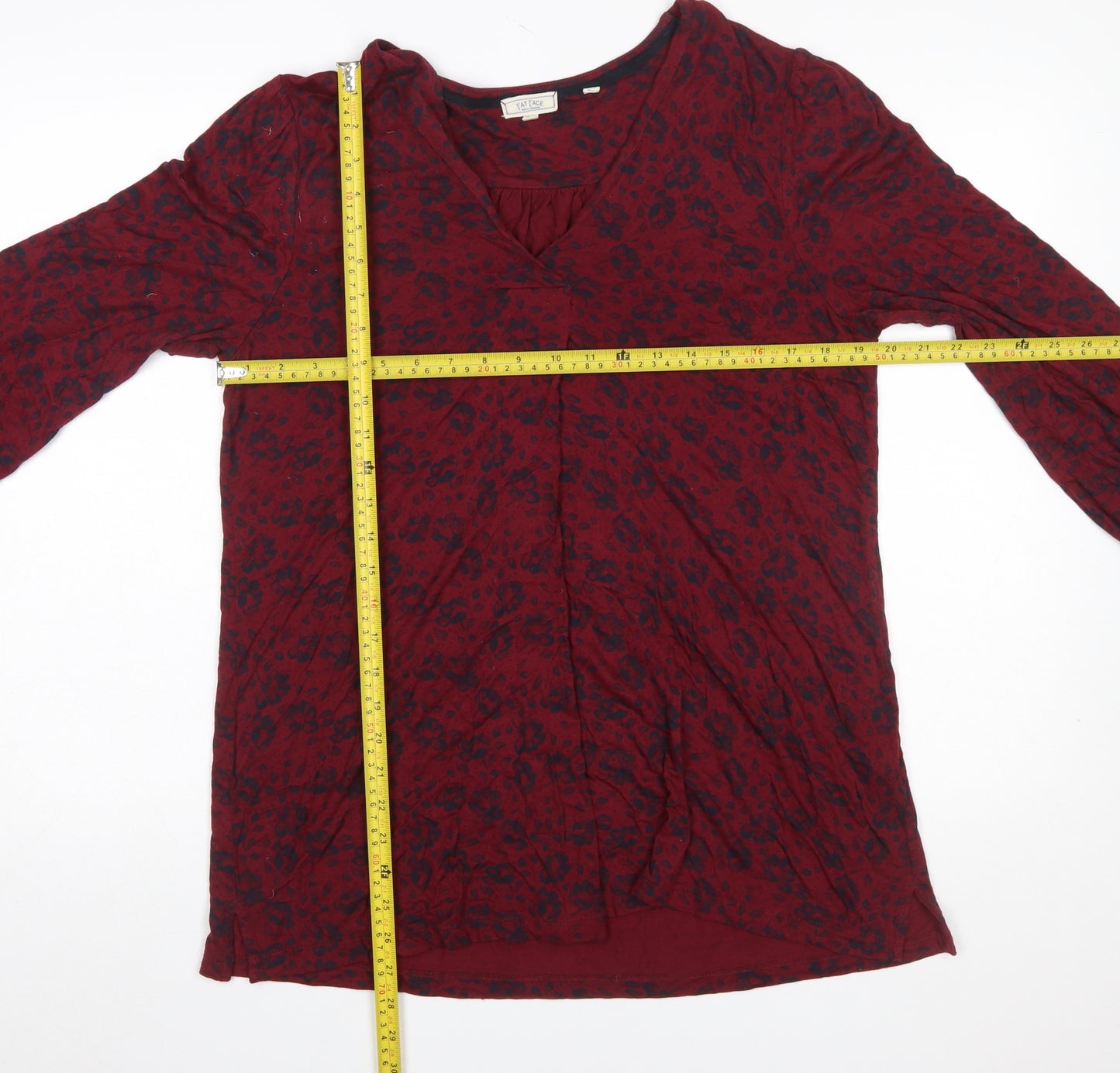 FatFace Womens Red Animal Print Viscose Tunic Blouse UK 12