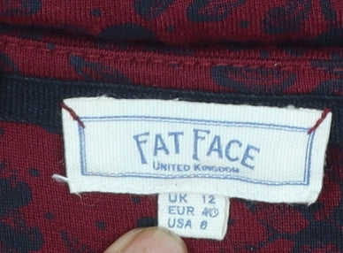 FatFace Womens Red Animal Print Viscose Tunic Blouse UK 12
