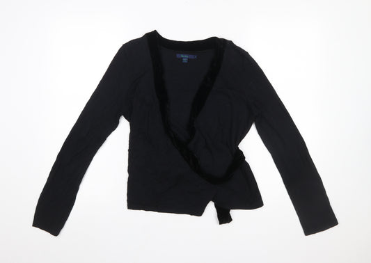Boden Women's Black Wrap Blouse Size 16 Long Sleeve Viscose Top
