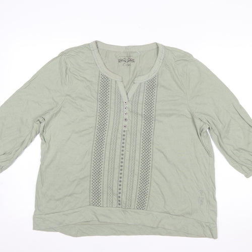 David Emanuel Women’s Green Cotton 3/4 Sleeve Tunic Blouse Size 20