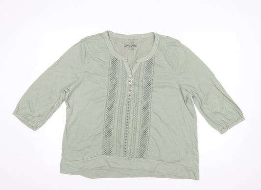 David Emanuel Women’s Green Cotton 3/4 Sleeve Tunic Blouse Size 20