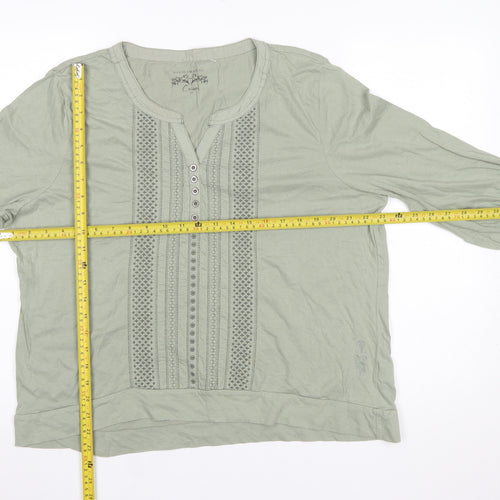 David Emanuel Women’s Green Cotton 3/4 Sleeve Tunic Blouse Size 20