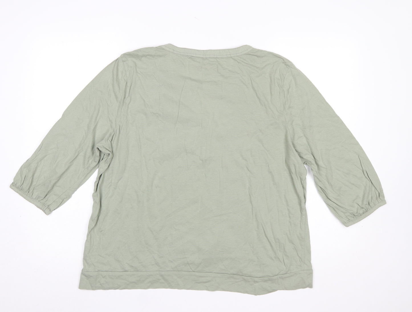 David Emanuel Women’s Green Cotton 3/4 Sleeve Tunic Blouse Size 20