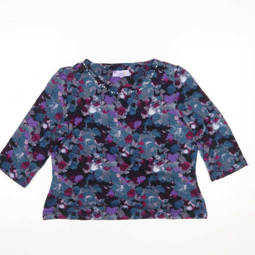 Honor Millburn Womens Multicoloured Floral 3/4 Sleeve Tunic Blouse Size 12
