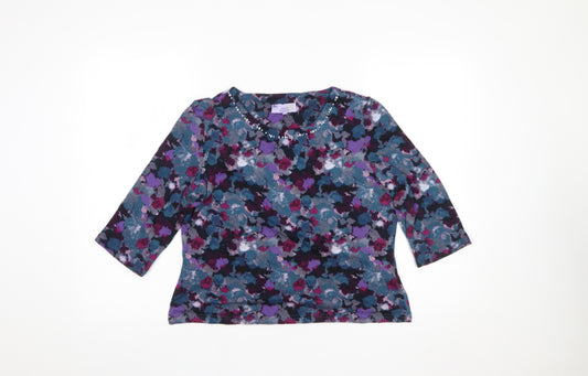 Honor Millburn Womens Multicoloured Floral 3/4 Sleeve Tunic Blouse Size 12
