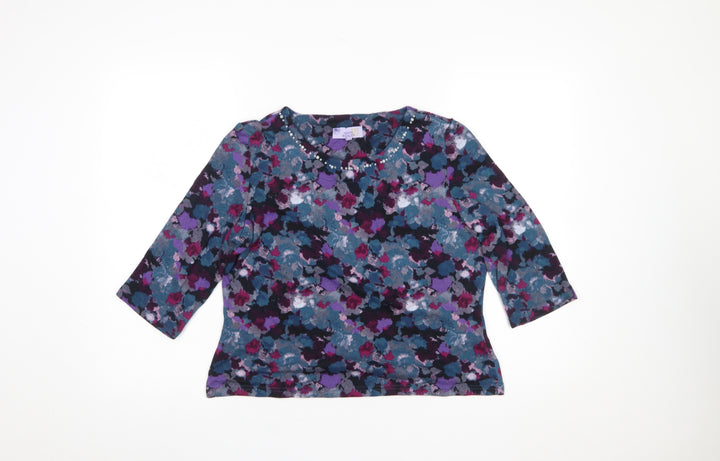 Honor Millburn Womens Multicoloured Floral 3/4 Sleeve Tunic Blouse Size 12