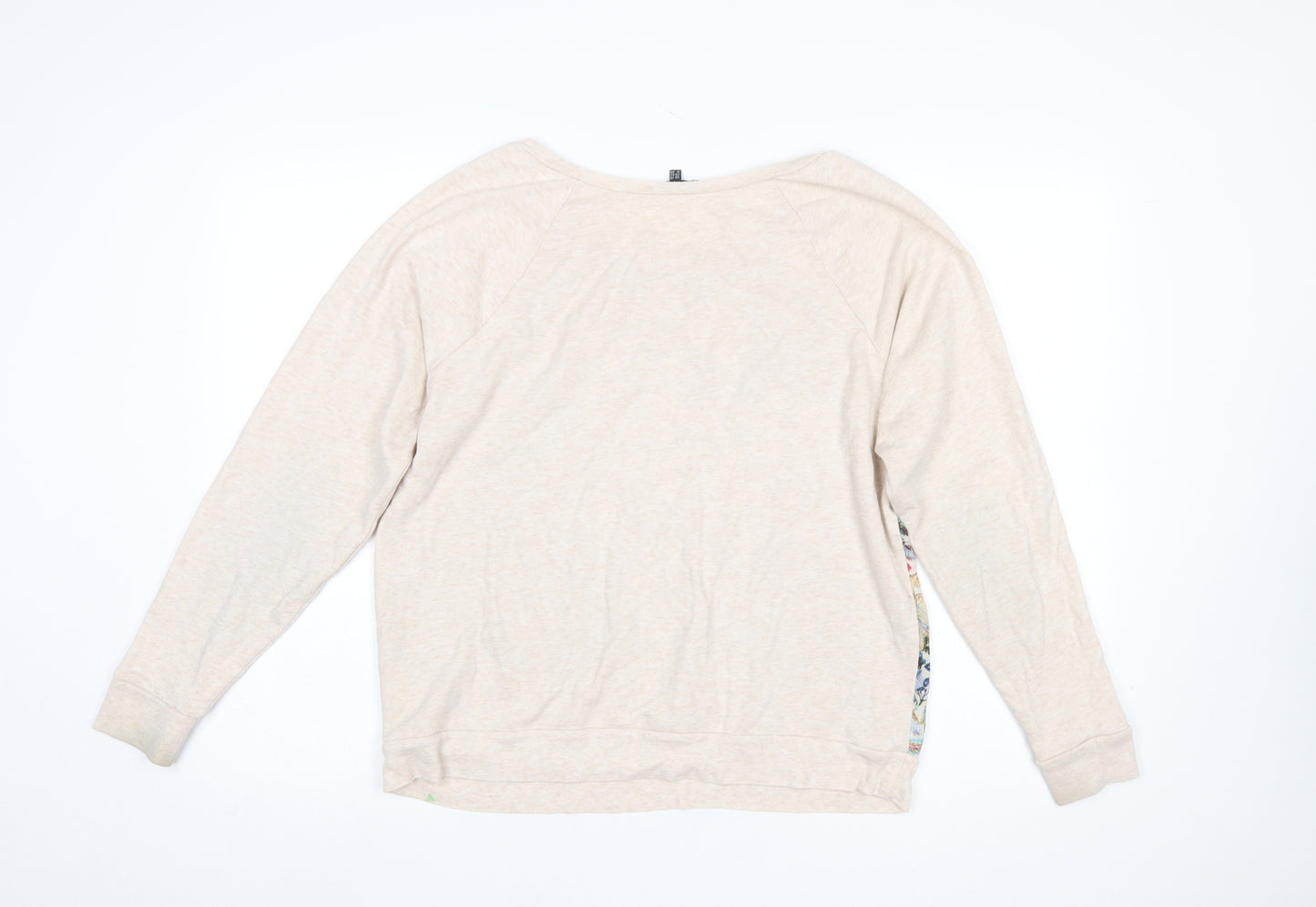 Warehouse Women’s Beige Floral Print Long Sleeve Jersey Top Size 14