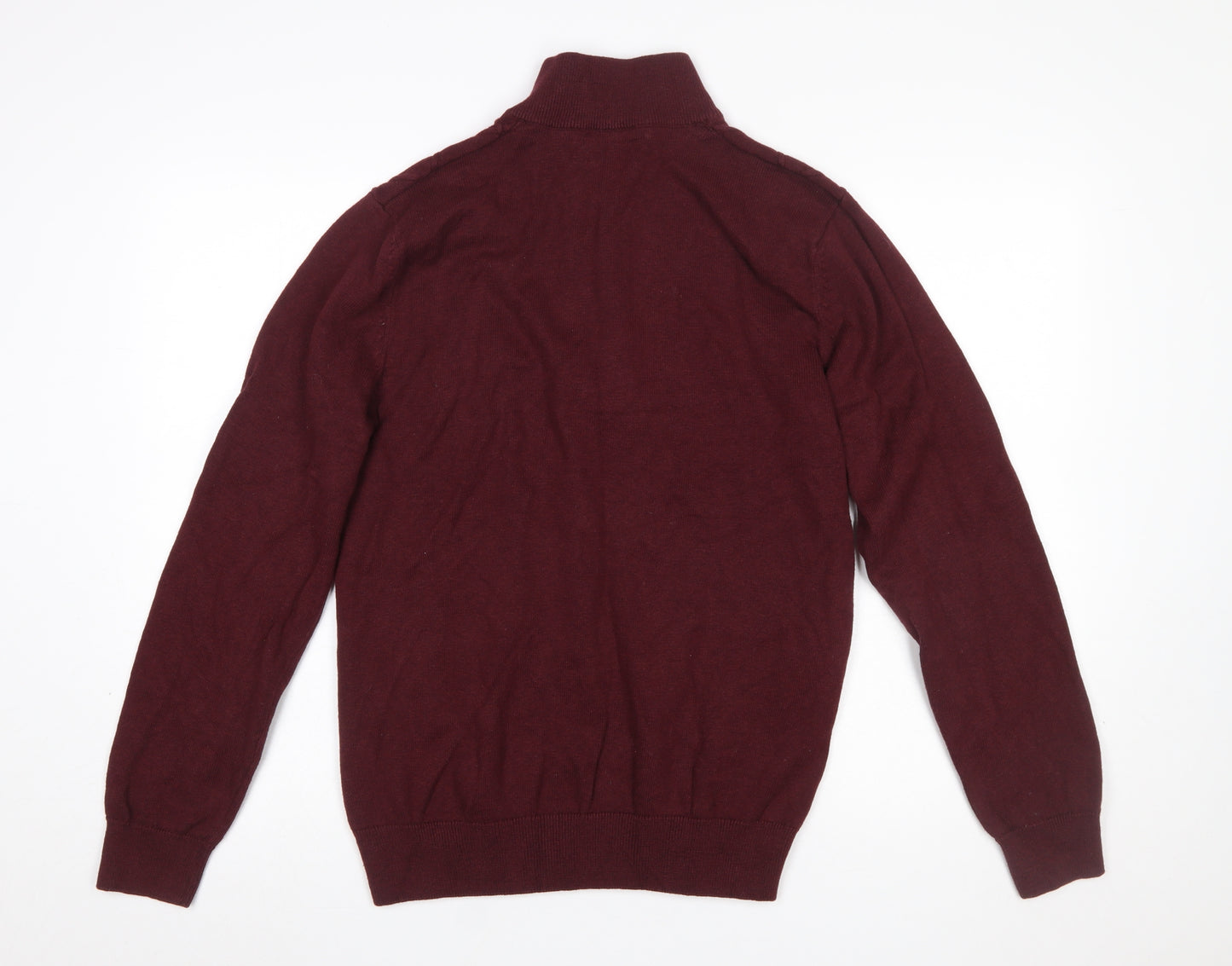 Crew Clothing Men’s Red 1/2 Zip High Neck Cotton Cashmere Jumper L