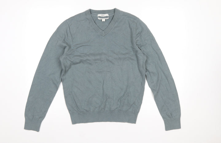 Marks and Spencer Men’s Grey V-Neck Pure Cotton Jumper Size S Regular