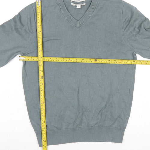 Marks and Spencer Men’s Grey V-Neck Pure Cotton Jumper Size S Regular