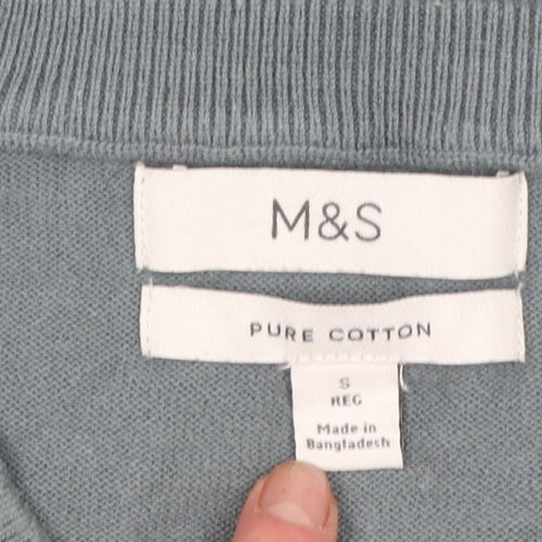 Marks and Spencer Men’s Grey V-Neck Pure Cotton Jumper Size S Regular