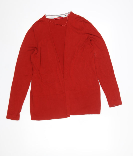 s.Oliver Women's Red Cardigan Size 10 Viscose Cotton Knit