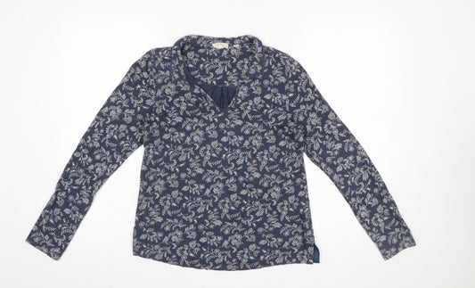 FatFace Womens Blue Floral Tunic Blouse Size 8 Long Sleeve Cotton Modal