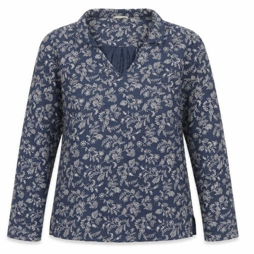 FatFace Womens Blue Floral Tunic Blouse Size 8 Long Sleeve Cotton Modal