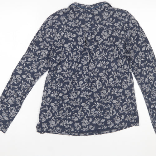 FatFace Womens Blue Floral Tunic Blouse Size 8 Long Sleeve Cotton Modal
