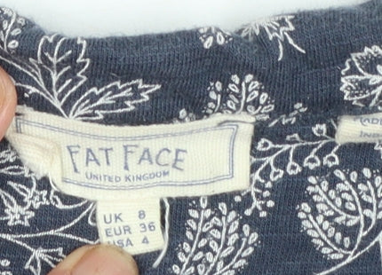 FatFace Womens Blue Floral Tunic Blouse Size 8 Long Sleeve Cotton Modal