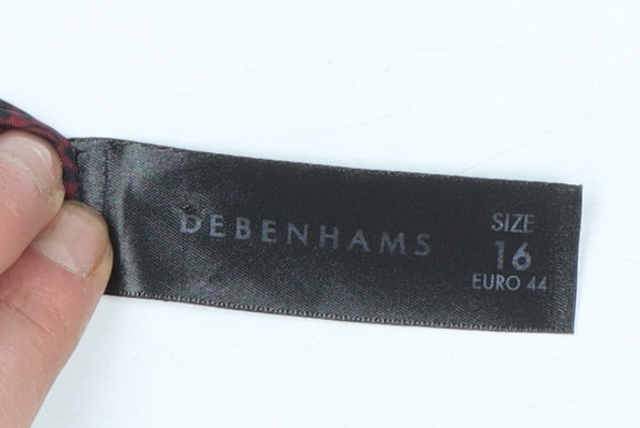 Debenhams Women’s Black Wool Blend Pea Coat Size 16 Double-Breasted Smart Jacket
