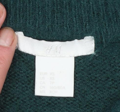 H&M Women's Green XS Crew Neck Long Sleeve Pullover Jumper