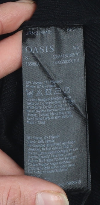 Oasis Women Black Knit Crew Neck 3/4 Sleeve Blouse Size 8