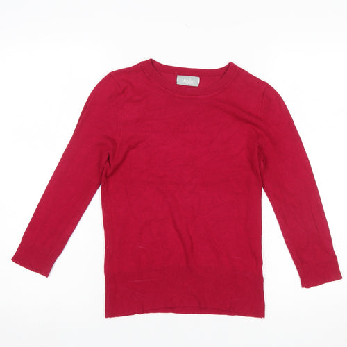 Wallis Women Red Crew Neck Knit Jumper Size 8 Long Sleeve