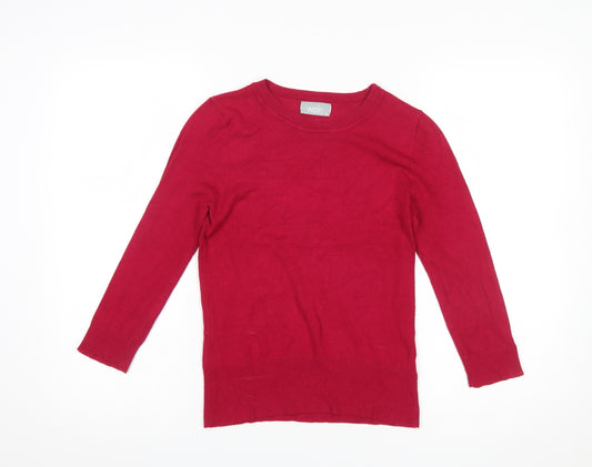 Wallis Women Red Crew Neck Knit Jumper Size 8 Long Sleeve