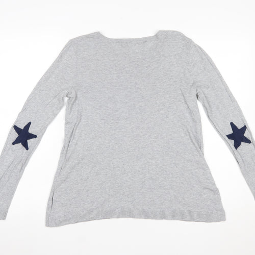 ASOS Women Grey Pullover Jumper UK 10 Long Sleeve Star Detail