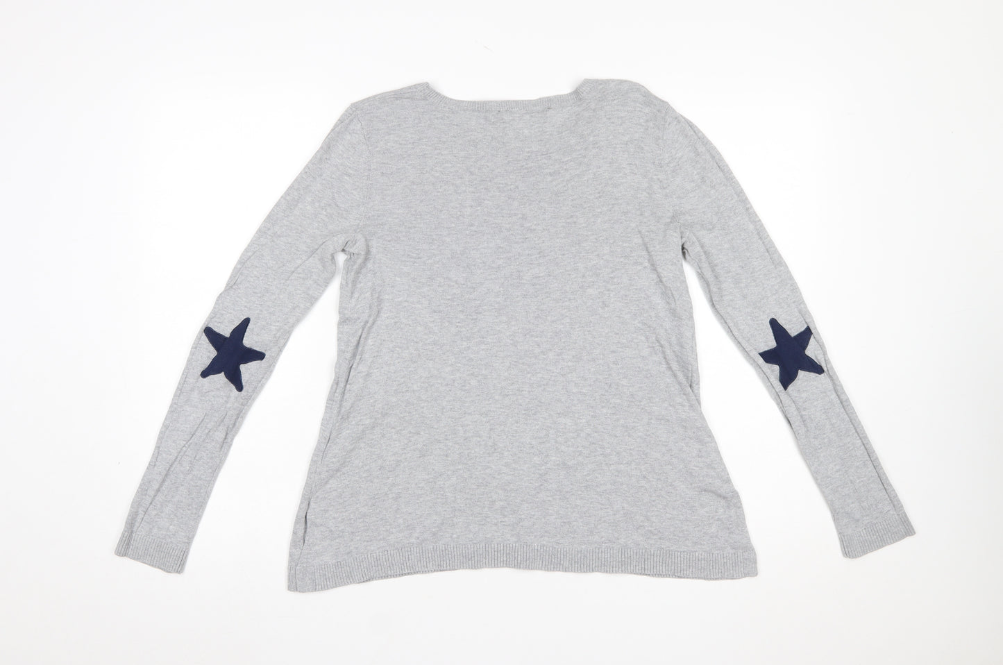 ASOS Women Grey Pullover Jumper UK 10 Long Sleeve Star Detail