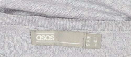 ASOS Women Grey Pullover Jumper UK 10 Long Sleeve Star Detail