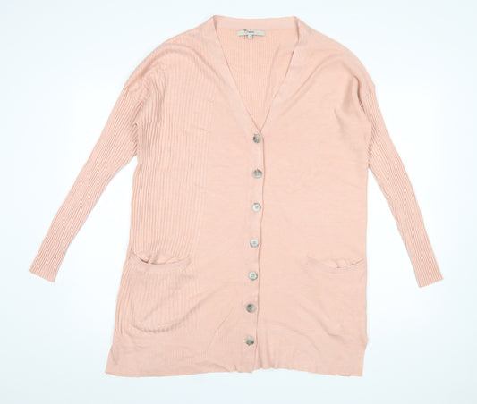 Next Women’s Peach Pink Cardigan Size 14 Long Sleeve V-Neck Knit