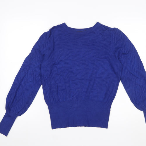 Marks and Spencer Women's Blue Puff Sleeve Knit Jumper M
