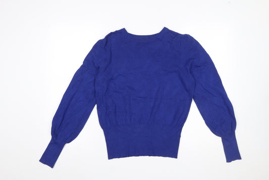 Marks and Spencer Women's Blue Puff Sleeve Knit Jumper M
