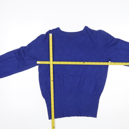 Marks and Spencer Women's Blue Puff Sleeve Knit Jumper M