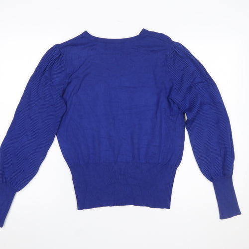 Marks and Spencer Women's Blue Puff Sleeve Knit Jumper M