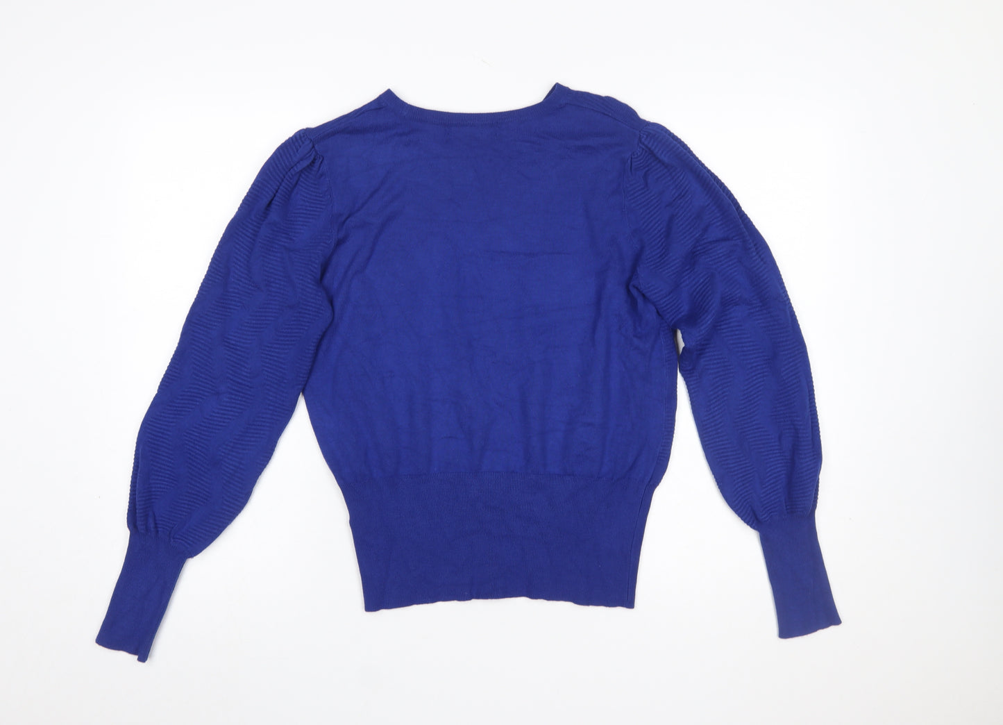 Marks and Spencer Women's Blue Puff Sleeve Knit Jumper M