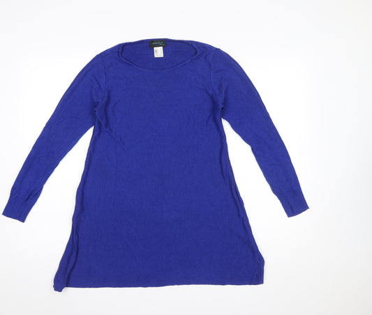 Creation L Women Blue Size 12 Tunic Knit Long Sleeve Jumper