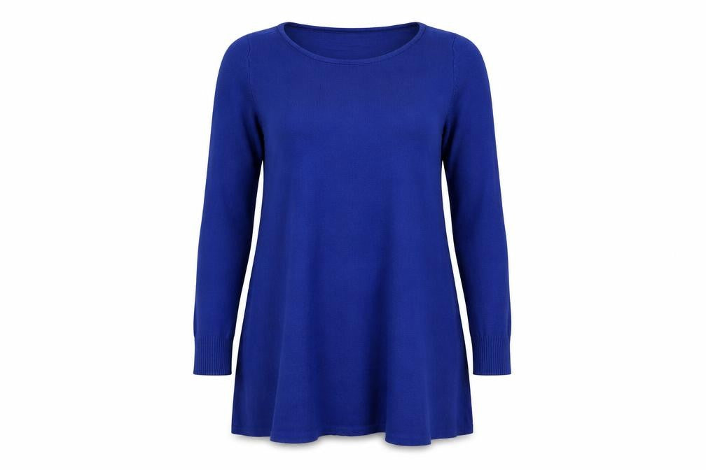 Creation L Women Blue Size 12 Tunic Knit Long Sleeve Jumper