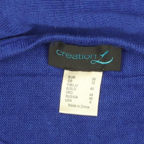 Creation L Women Blue Size 12 Tunic Knit Long Sleeve Jumper