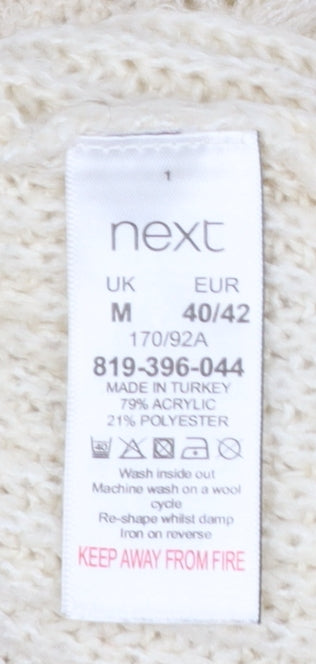 Next Women Ivory Rhinestone Knit Chunky Pullover Jumper Size M