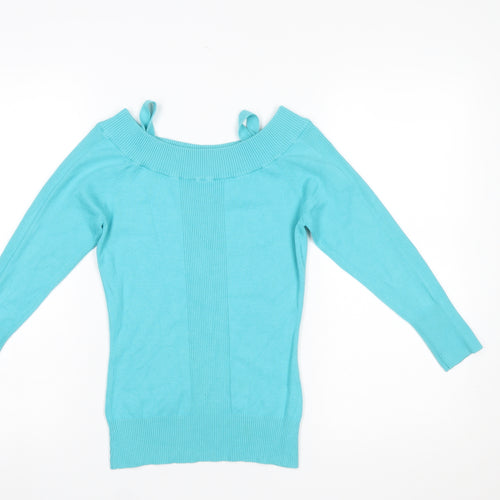 WEST ONE Women's Blue Boat Neck Cotton Jumper Size 10