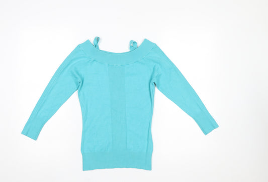 WEST ONE Women's Blue Boat Neck Cotton Jumper Size 10