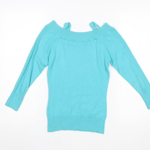 WEST ONE Women's Blue Boat Neck Cotton Jumper Size 10