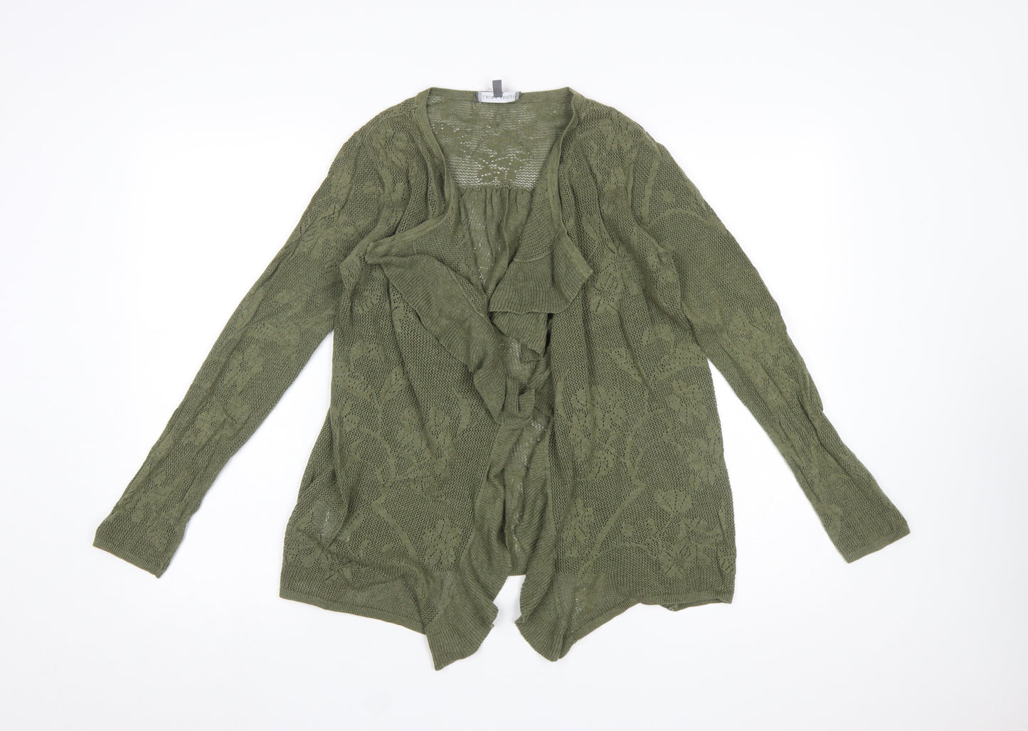 Laura Ashley Women's Green Open Knit Cotton Cardigan UK 12