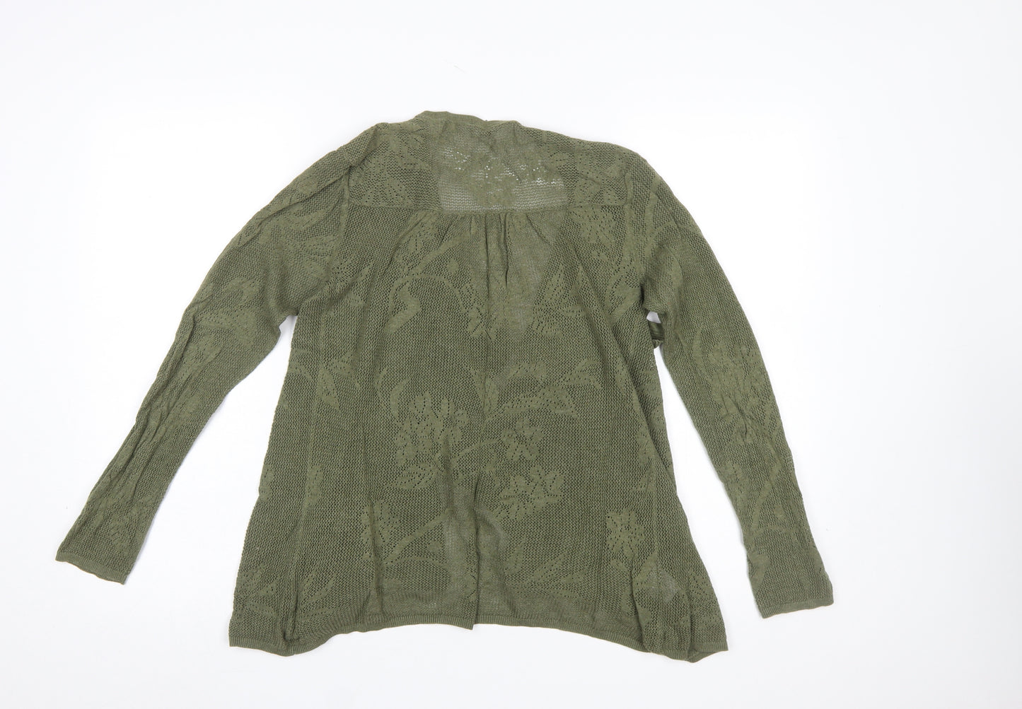 Laura Ashley Women's Green Open Knit Cotton Cardigan UK 12